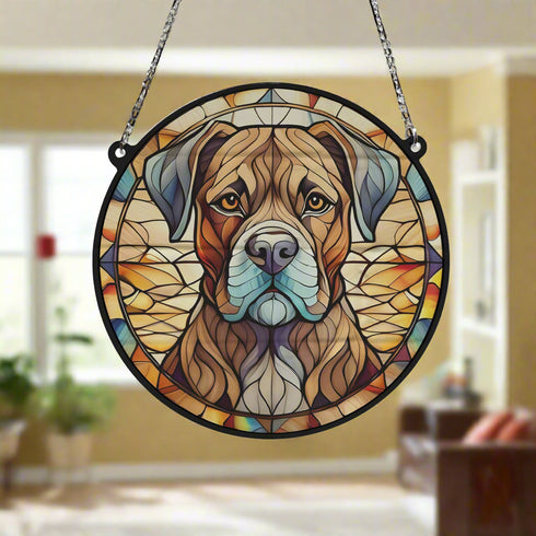 Boxer Brindle Stained Glass Effect Suncatcher